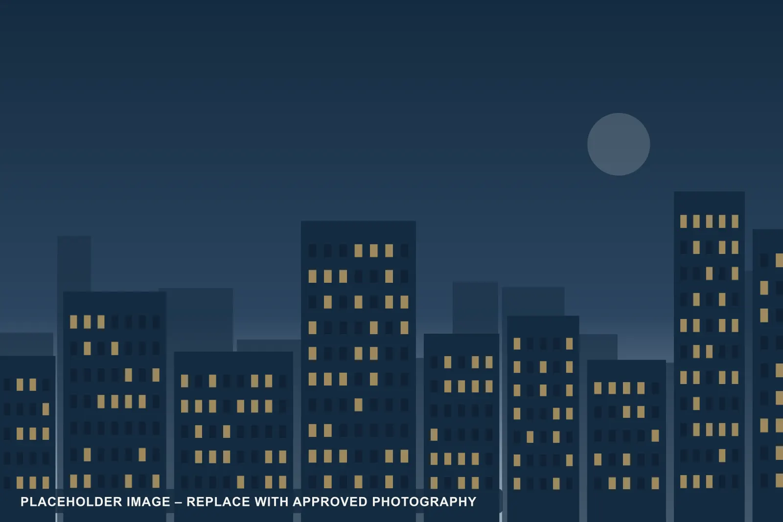 Placeholder illustration of a city skyline representing Manchester, North West England