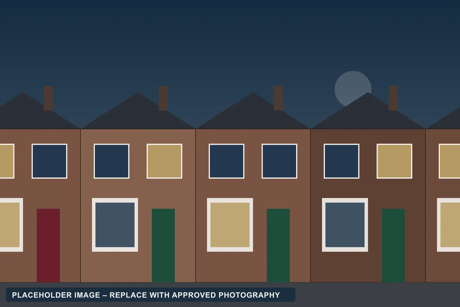 Placeholder illustration of a period UK house facade representing refurbishment and value-add property